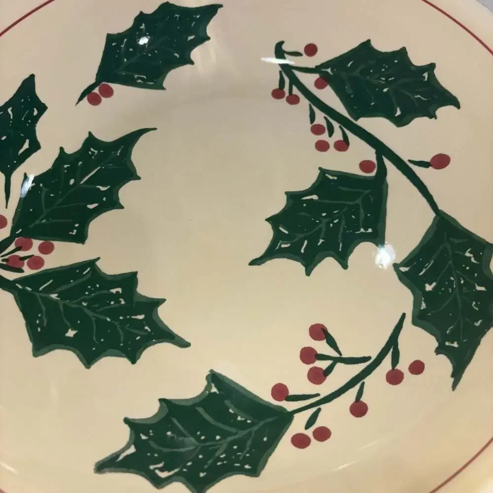 La Primula 12.5” Christmas Holly Bowl Salad Pasta Dish Made In Italy